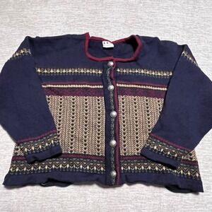 ODA of Norway 100% Pure New Wool‎ Cardigan Sweater Women's Nordic Pattern Button